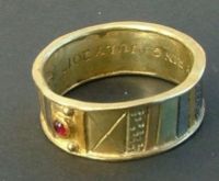 Ruby stripe gold ring by Paul Preston - click for more detail